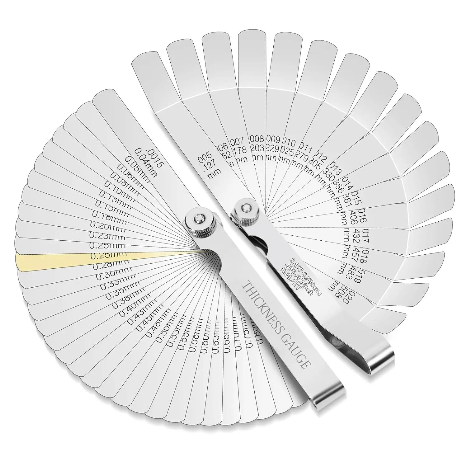 2Pcs Stainless Steel Feeler Gauge Set,32 Straight Blades Feeler Gauge&16 Pieces Angled Feeler Gauge Set, Measure Gap and Thickness for Guitar, Spark Plug, Valves Piston Measure Filler Gauge