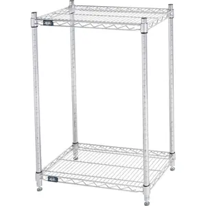 Global Industrial 18243ESD2 Nexel 2 Shelf Chrome ESD Wire Shelving Unit Starter - 24 x 18 x 34 in.