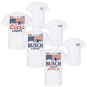 Red White and Beer Graphic Tee for Men and Women, Custom Drink 4th of July T-Shirt, USA Flag Shirt for Beer Lovers, Patriotic Style, Short Sleeve, Classic Fit, Fabric Cotton, Women's Top, Menswear Top, Casual Streetwear Unisex Top