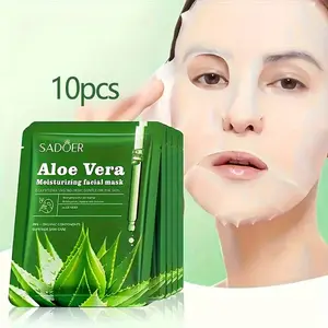 [10 Aloe Hydrating Face Masks] 10 Aloe Hydrating Moisturizing Face Masks with Hyaluronic Acid & Vitamin E | Hydrates & Firms Skin | Alcohol-Free, All Skin Types | Men & Women | Morning & Evening Use