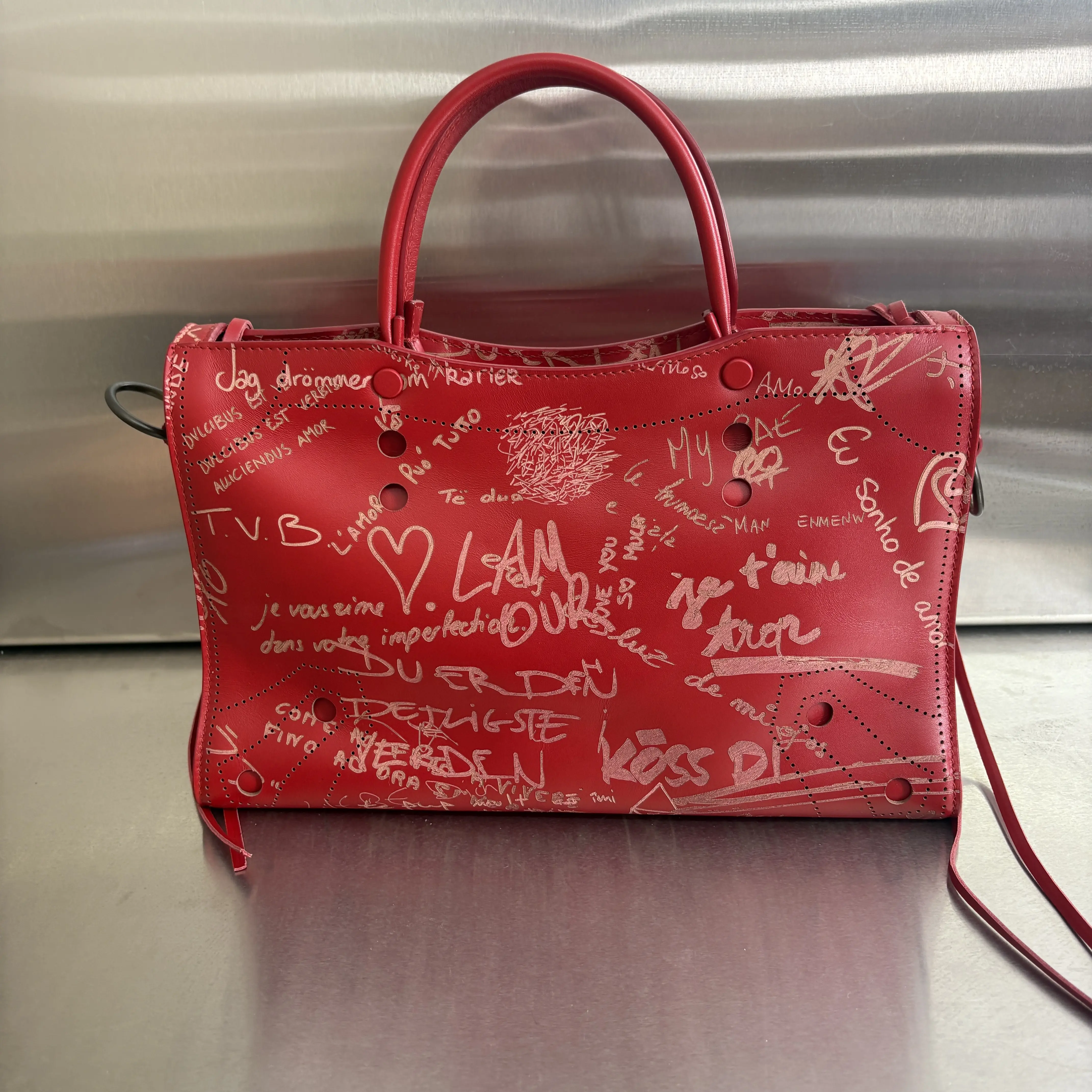 Pre-owned Calfskin Crossbody Bags Balenciaga City Bag Limited Graffiti Handbag/Crossbody