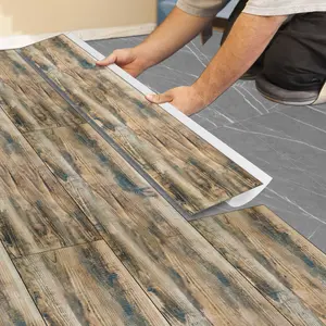 Self-adhesive pvc floor tiles, American natural wood grain appearance, waterproof and stain resistant, suitable for bathroom, kitchen, living room, bedroom, home renovation,36 inches x 6 inches