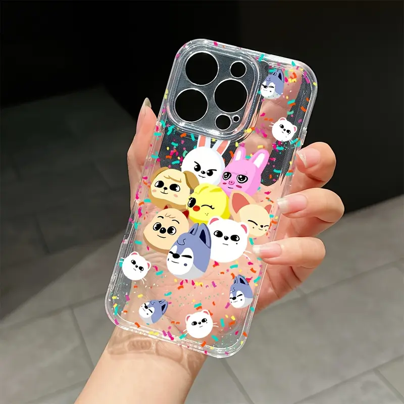 S-Skzoo-O Kpop Stray Cartoon Phone Case Compatible with for iphone 16E 16 15 14 13 12 11 Pro Max X XR XSMAX 8 7 Plus Transparent TPU Soft Back Cover