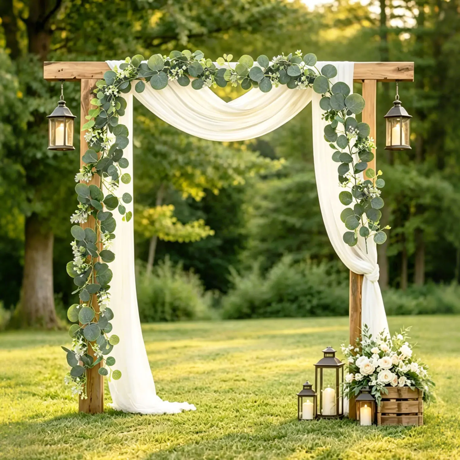 （5pcs）5.9FT Artificial Eucalyptus Garland - Faux Silver Dollar Greenery Vines for Wedding Arch, Baby Shower, Birthday & Party Decor