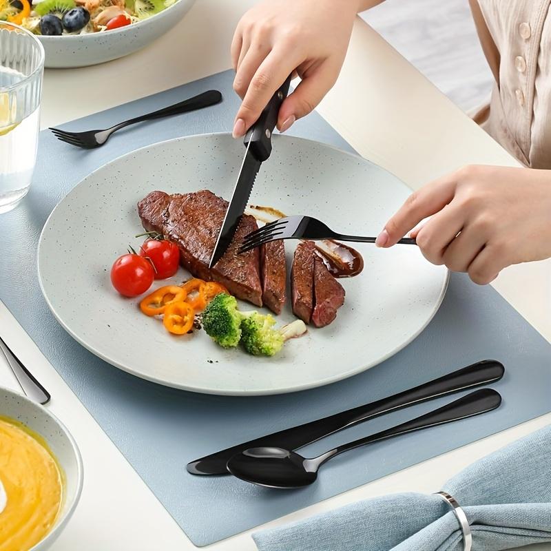 24/30 Pieces Black Stainless Steel Silverware Set ,Including Knife Spoon And Fork Eating Utensils Set For Kitchen,Cutlery Set Suitable For Restaurant And Hotels, Dishwasher Safe Flatware Set