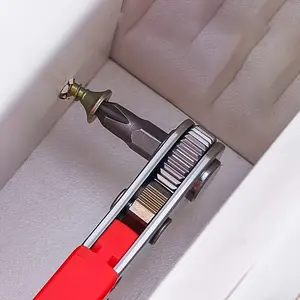 1pc Ratchet Screwdriver with Narrow Space Ratchet Handle, Front & Rear, Elbow Wrench, Right Angle Bending, Cross Screwdriver, Non-Slip Grip, Flat & Dome Heads, Metal Finish, Plastic Material, Red - 1pc, Manual Operation, No Assembly Required