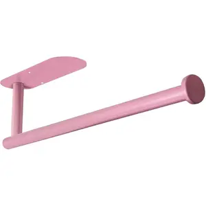 Pink Paper Towel Holder - Self Adhesive or Drilling, Under Cabinet or Wall Mounted