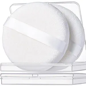 2pcs Powder Puff, 4.13 Inch Powder Puff for Body Powder, Larger Powder Puff Loose Powder Puffs Soft Velour Body Powder Puff White