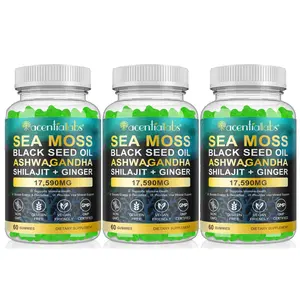 【3-Pack】Sea Moss Gummies  - 3000mg Sea Moss, 2000mg Bladderwrack, 800mg Ashwagandha, 400mg Burdock Root per Serving - Vegan Energy & Immune Support Gummies*, 180 Count (3 x 60), 3-Month Supply, Best Value