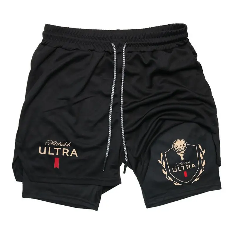 [Father's Day Gift] Michelob Ultra Golf Swing Shorts,Funny Golfer Drinking Beer Shorts 2-in-1 Gym Shorts Viral Summer Streetwear Fit