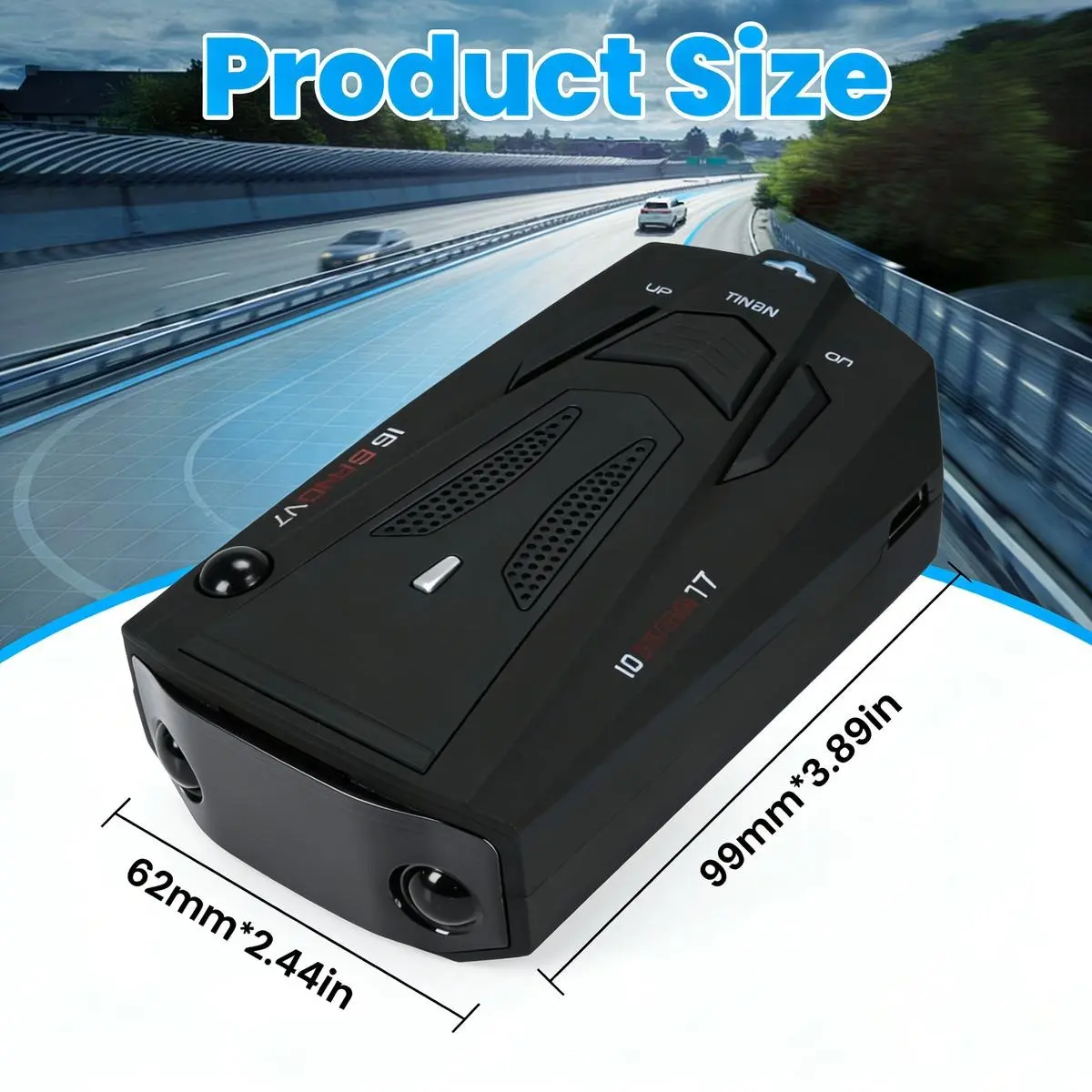 V7 16 Band Car Radar Detector 360 Degree Speed Monitor with Voice Alert LED Display City & Highway Driving Mode