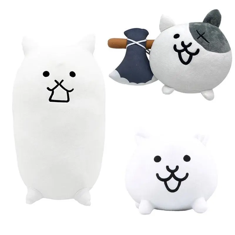 Cartoon The Battle Cats Nyanko Great War Plush Toy, 20cm/22-39cm Approx Soft Kitten Stuffed Figure, Kids Birthday Gift for Fans (Fashion Accessories Charm Pendant Companion)