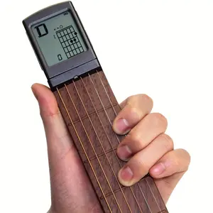 Portable guitar finger technique practice tool, suitable for beginners.It features a rotating chord chart screen guitar neck trainer.