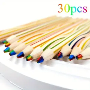 Rainbow-Colored Pencils 30pcs Wooden Drawing Sketches Long-Lasting 18cm Art Supplies for Classroom and Birthday Gifts