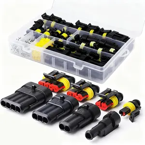 Waterproof Electrical Connector Kit: 1/2/3/4 Pin Automotive Terminals, 12A 300V Weatherproof Wiring Connectors with Case for Car Truck Boat DIY Electrical Repair, Durable Reliable Connectors