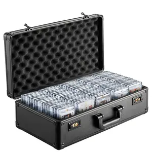 Father's Day Gift VEVOR Graded Card Storage Box, 5 Slots, Graded Sports Cards Holder Carrying Case with Coded Lock Foam Dividers, for 162 PSA Graded Cards 115 BGS Cards 130 SGC Cards 585 Top Loaders or 999+ Loose Cards