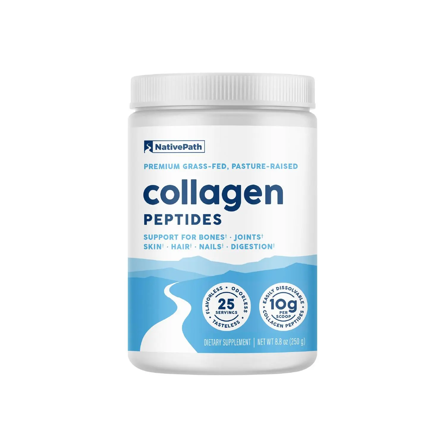NativePath Collagen Peptides - Hydrolyzed Type 1 & 3 Collagen Powder for Skin, Hair, Nails - 8.8 oz (25 Servings)