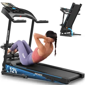 Treadmill with Incline & Sit Up Bench, Smart Treadmills for Home with Body Fat Measurement & Heart Rate Sensor,3.5HP Foldable Heavy Duty Treadmill 350 LB Capacity ANCHEER Walking Pad