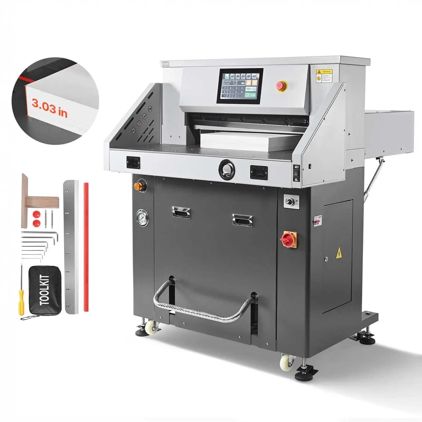 【DealsForYouDays】VEVOR Metal Body Electric Paper Cutter - Hydraulic Guillotine Trimmer, 28" Wide Cutting Width, 3.03in Cutting Thickness, Infrared Cut Function, Spare Blade, Emergency Stop Button, All-Round Safety Design for Office Users, Menus, Cardstock