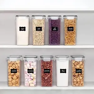 Sindcom 9-Pack Airtight Food Storage Containers | Stackable Pantry Organizers with Lids & Labels for Kitchen Storage