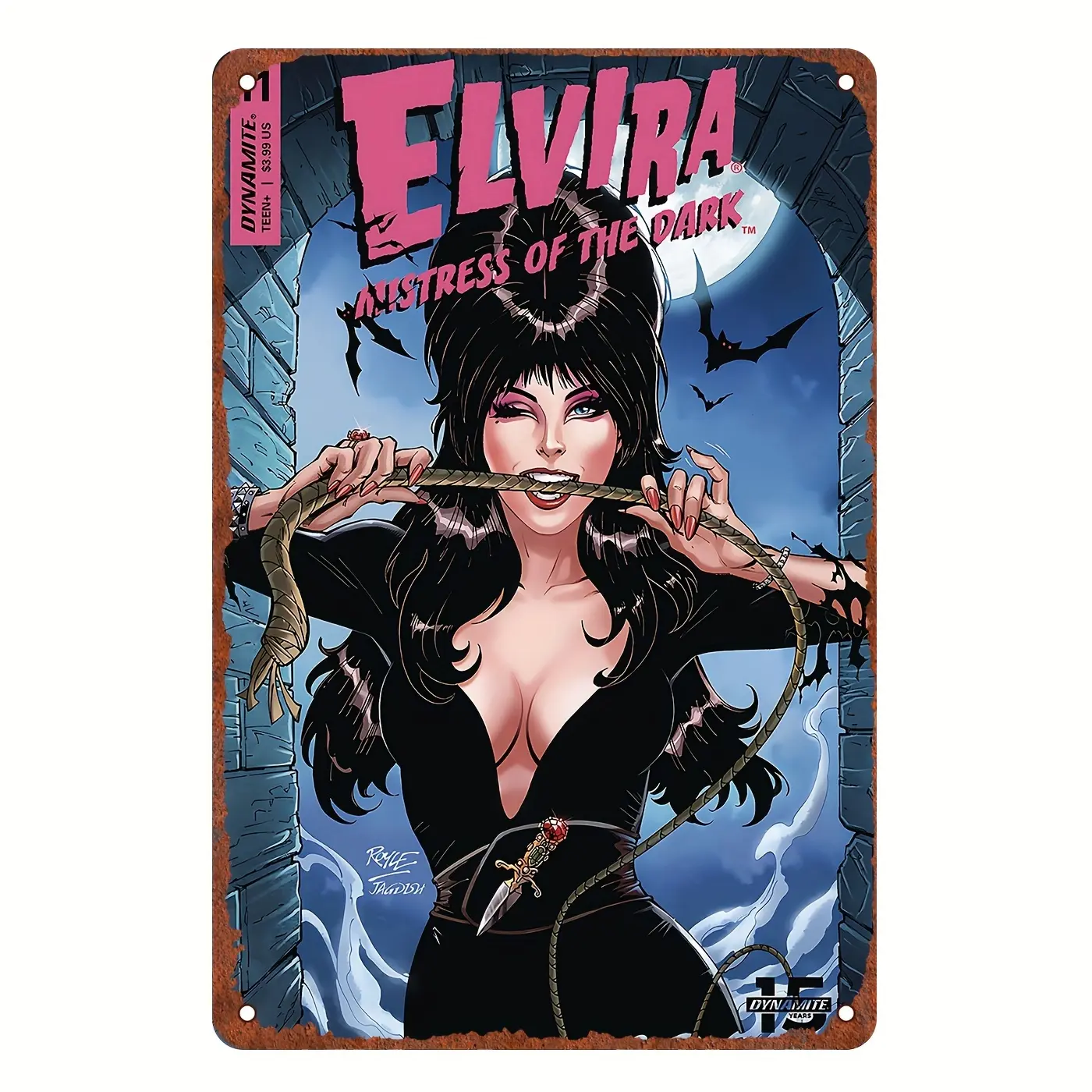 Retro Metal Elvira Art Wall Print - 8x12 in, 1-Piece Whimsical Room Decor, Playful Bedroom Home Supply for Elvira Fans