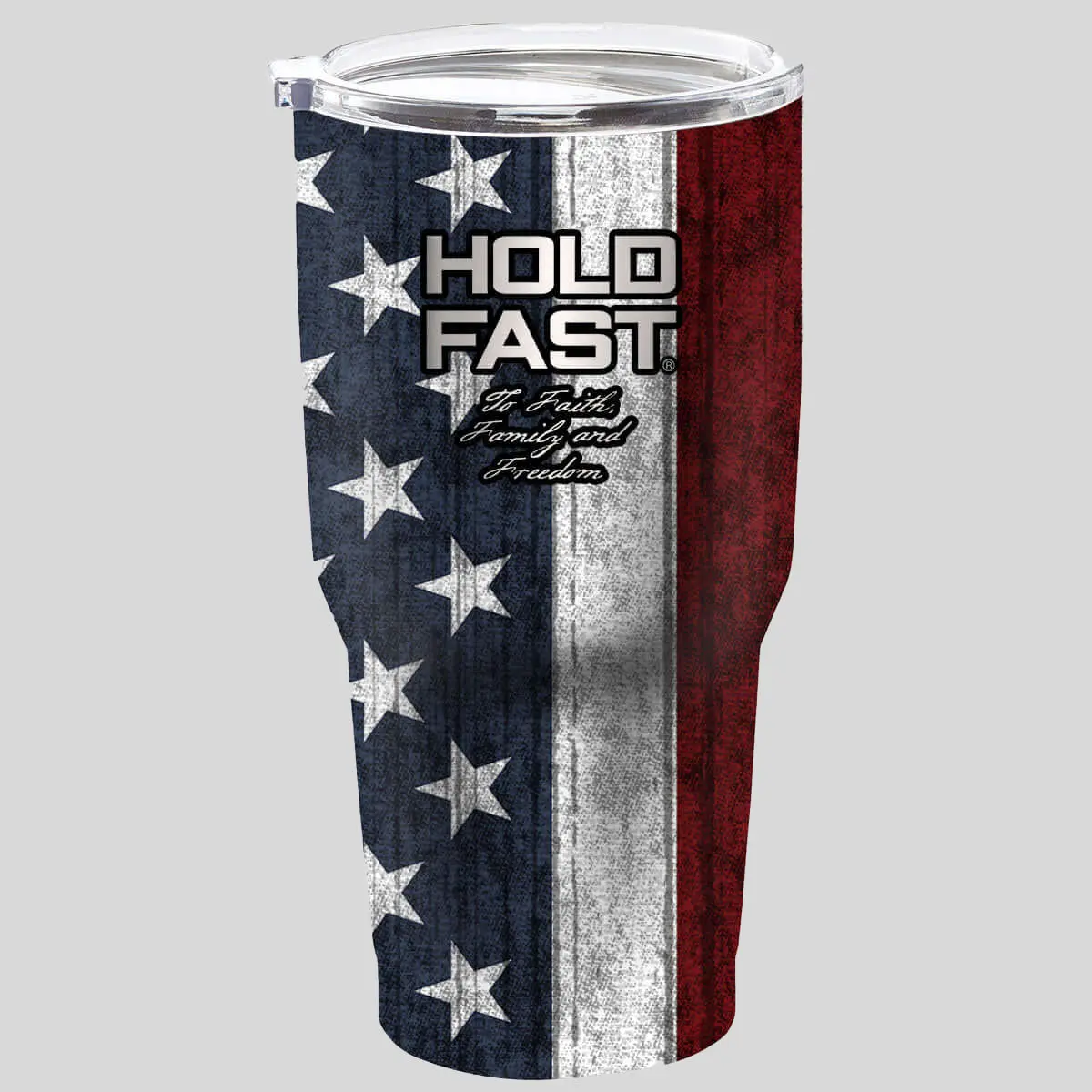HOLD FAST 30 oz Stainless Steel Vacuum Flask Tumbler - American Flag Patriotic Stripes Design, Car Tumbler Lid, Hand Wash Only, Inspires Faith, US Pride/Nation Pride, Family-Focused Kitchenware Drinkware for Neighbors
