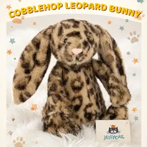 Jellycat Cobblehop Leopard Bunny Plush Doll, Cute Soft Stuffed Bunny, Collector Gift for Her with Dust Bag, New With Tags