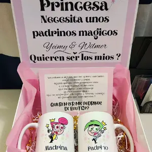 Godparents proposal with a set of two mugs 11oz and a card for the godparents mugs 11oz Ceramic