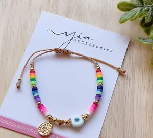 Multicolor SB White Evil Eye bracelet