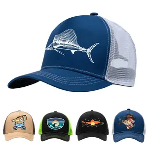 Fishing Trucker Hat Baseball Cap for Men Women Adjustable Snapback Breathable Mesh Sports Hat Funny Bass Fishing Angler Gift Outdoor Dad Hat for Camping Hiking Beach Travel Lightweight Summer Sun Protection Cap