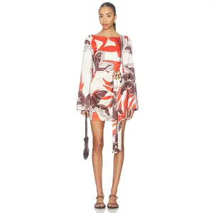 SEVEN WONDERS Kaeli Long Sleeve Mini Dress in Kaeli Red
