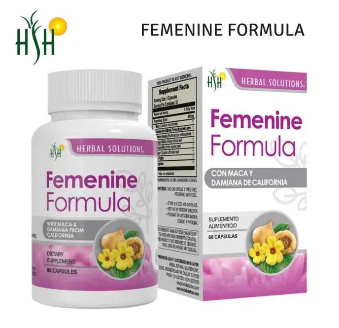 HERBAL SOLUTIONS Feminine Formula | Botanical Dietary Supplement with Maca & California Damiana | 60 Capsules