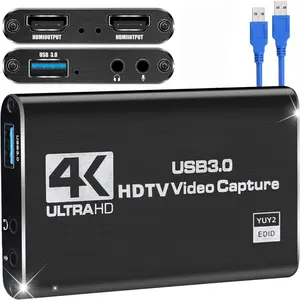 Video Capture Card, Game Capture Cards 1080P 60FPS, HDMI to USB 3.0 Capture Cards for Streaming Work with PS4/PC/OBS/Camera
