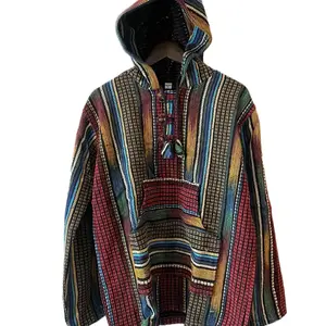 100% Cotton Hoodie Rainbow Sunset - Handmade in Nepal for Chilly Days & Nights - Perfect for Men and Women - Easy to Pair with Any Color