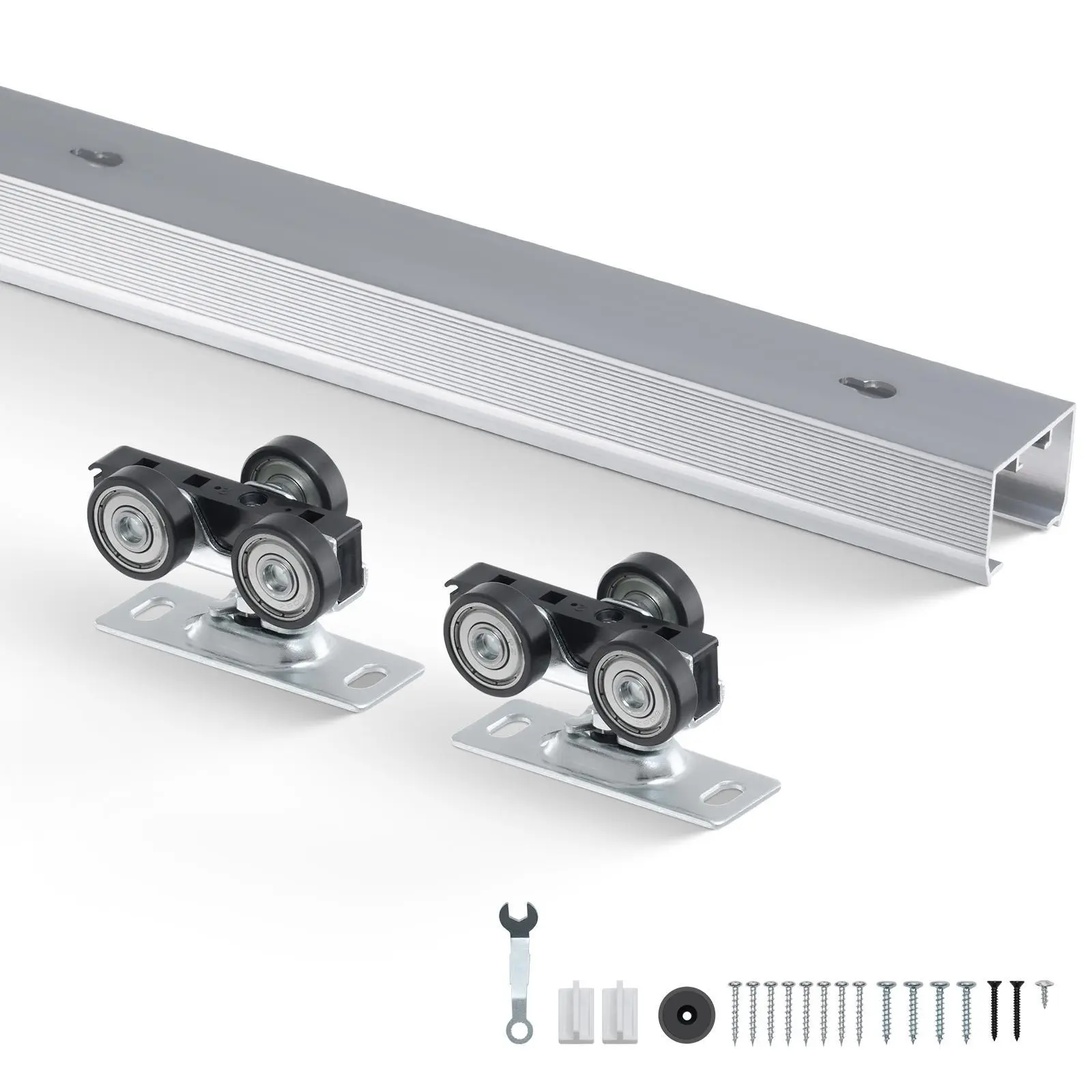 【Summerfinds】VEVOR Sliding Pocket Door Hardware Track Kit 5ft Heavy Duty Pocket Door Hardware KitCommercial Grade Pocket Door Hardware and Track Set for 24"-30" Wide Single DoorSmoothly and Easy to Install