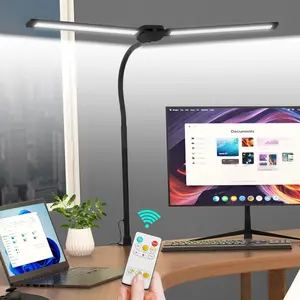 LED Desk Lamp with Wireless Remote – Dual Screen, Gooseneck, Eye-Care, Adjustable Clamp
