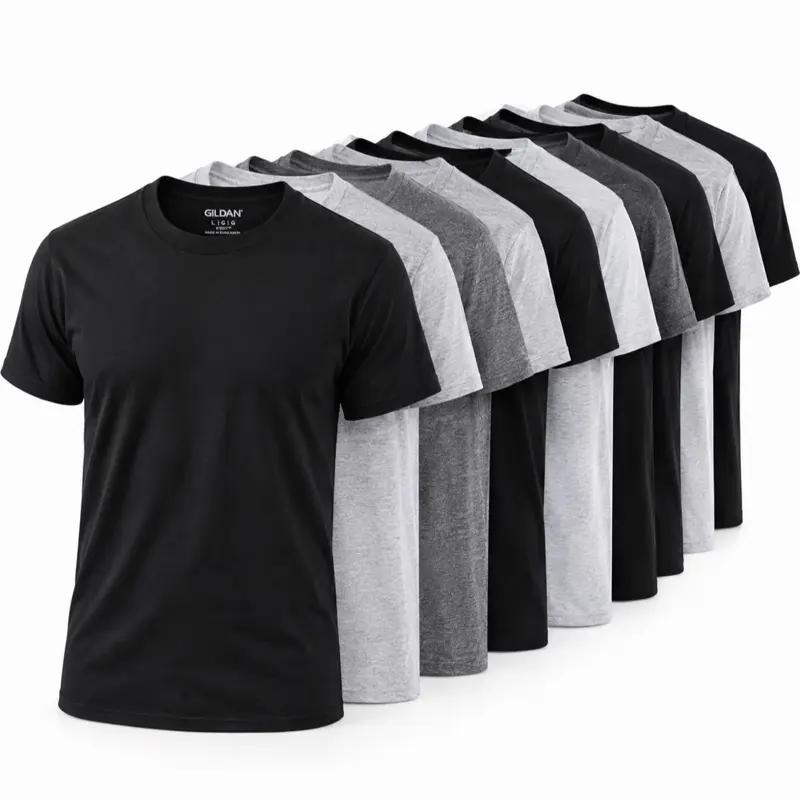 Gildan Men's 10-Pack Crew Neck T-Shirts, Soft Cotton - Assorted Colors Black, Gray, Charcoal