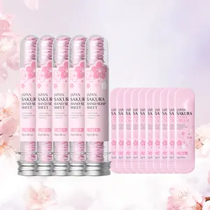 Laikou Sakura Hand Wash Hand Soap Tablets 25g X 5, & Travel Size Hand Cream 3g X 10, Moisturizing & Refreshing Scented Bath Accessories