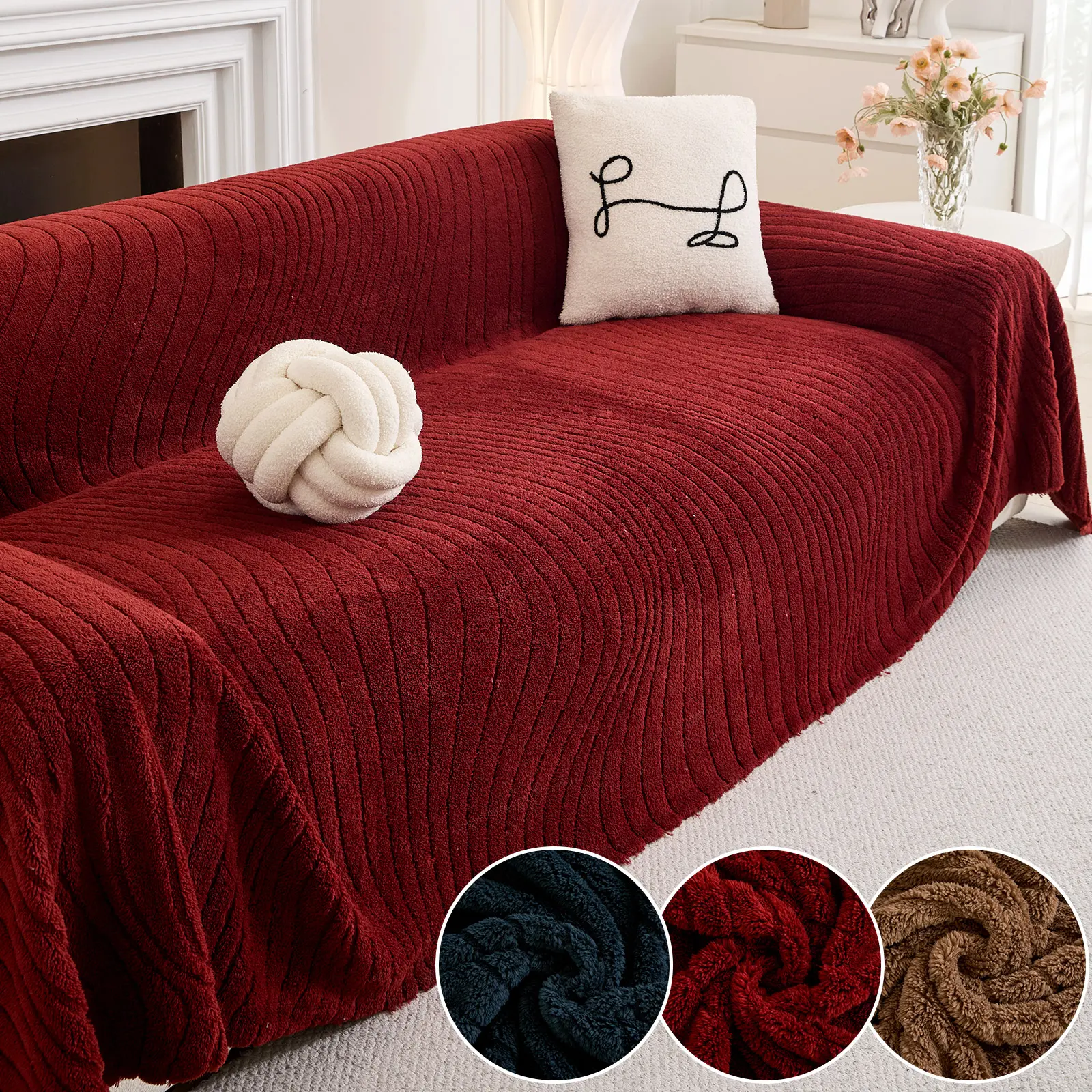 Curmeng Sofa Blanket Winter New Modern Simple Thick Plush Sofa Throw Cover, Contemporary All-Purpose Couch Wrap for Winter Season, Soft Sofa Protector