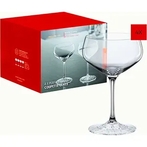 Perfect Coupette Cocktail Glasses Set of 4 - Stemmed Martini Drinkware, European Crystal, 8.3oz, Elegant Drinkware Glass Set
