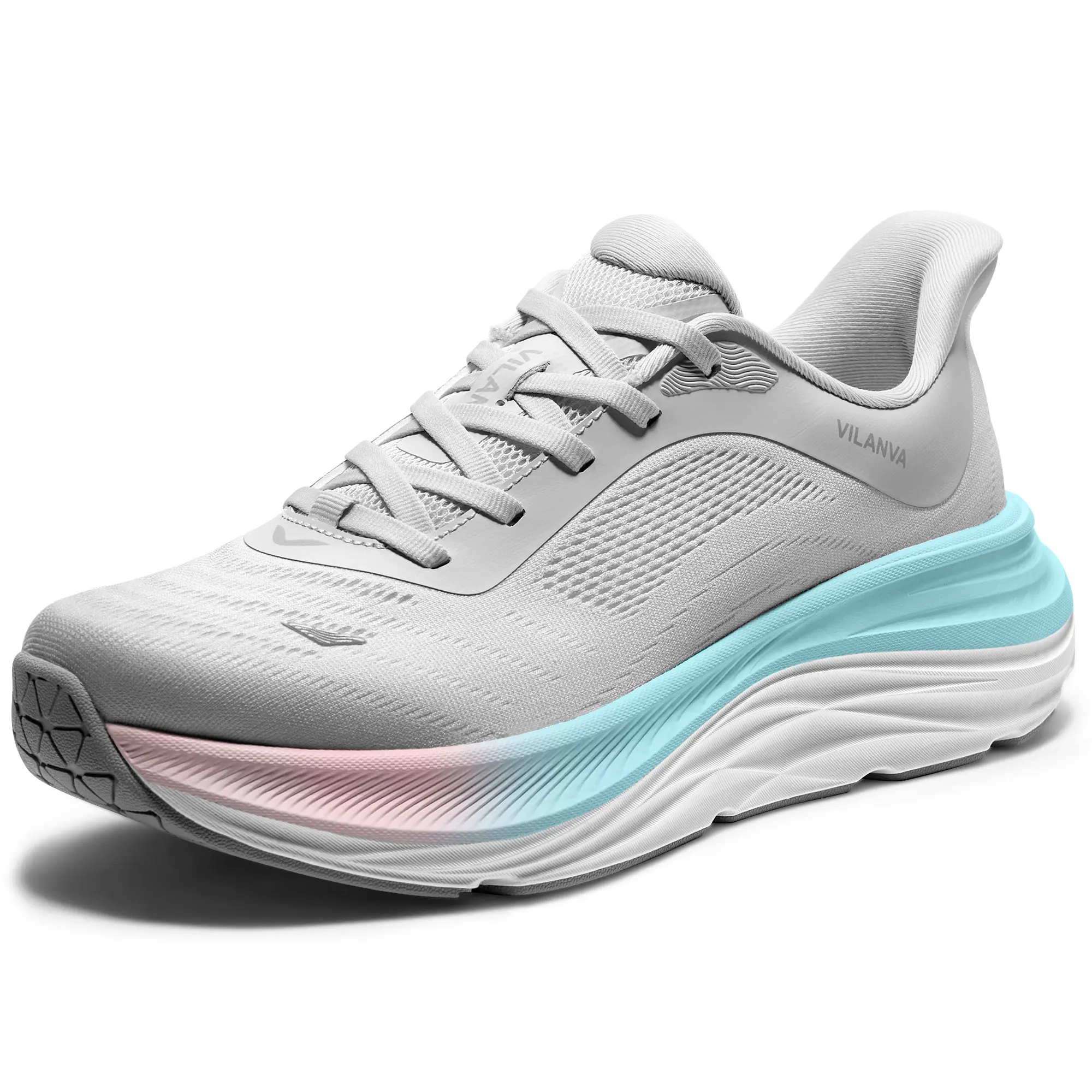 Vilanva Women's Cushioned Walking Sneakers, Breathable Slip-On Casual Trainers with Laces and Non-Slip Rubber Sole, Sneakers For Women, Laces Casual Trainers, Walking Running Shoes, Athletic Running Trainers