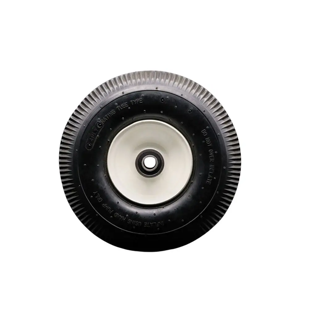 Service Caster SCC-FPB350-4O-BRGKIT Rubber Castors with Sawtooth Treads, 10"x3.5" Pneumatic Wheel, 2.25" Offset Hub, Ball Bearings, 450 lbs per Wheel Capacity, Smooth Roll, Noise Reduction for Dollies, Low Speed Hand Trucks, Carts, Transport