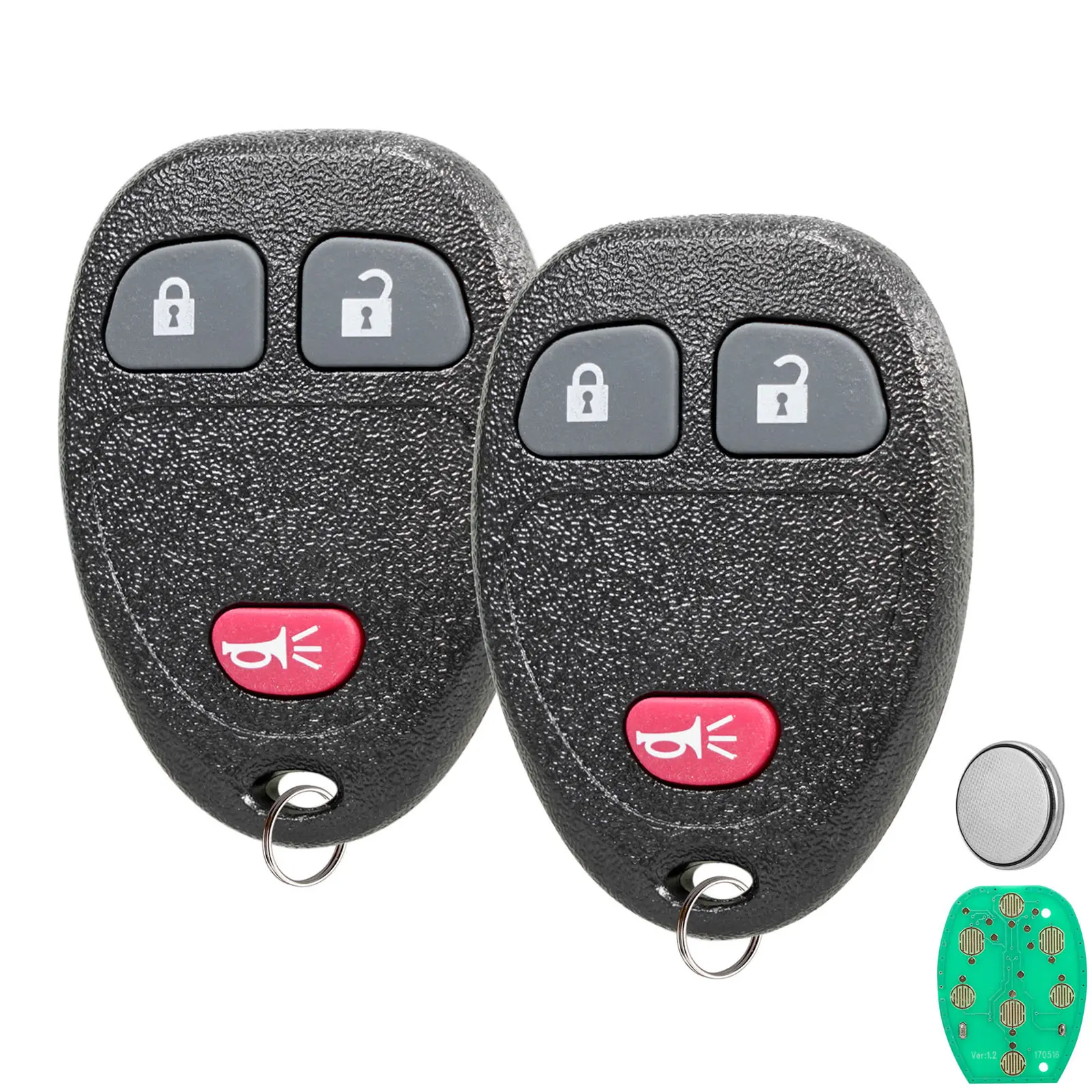 Automotive 2-Pack 3-Button Car Key Fob Replacement, Car Key Accessories for Silverado 1500 2500 HD, Suburban, Tahoe, Avalanche 2007-2013 (OUC60270, OUC60221), Car Accessory