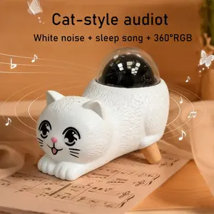Creative Cute Cat Speaker Sound Machine, Noise + Sleep Music + 360° RGB, Practical Cat Speaker, Birthday Gift Idea