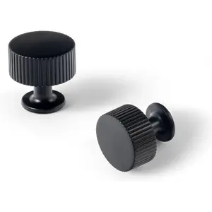 Elegant Black Zinc Alloy Cabinet Knob - Single Hole Striped Decorations Cabinet Pull Hardware for Bedroom, Kitchen, 6 Pack