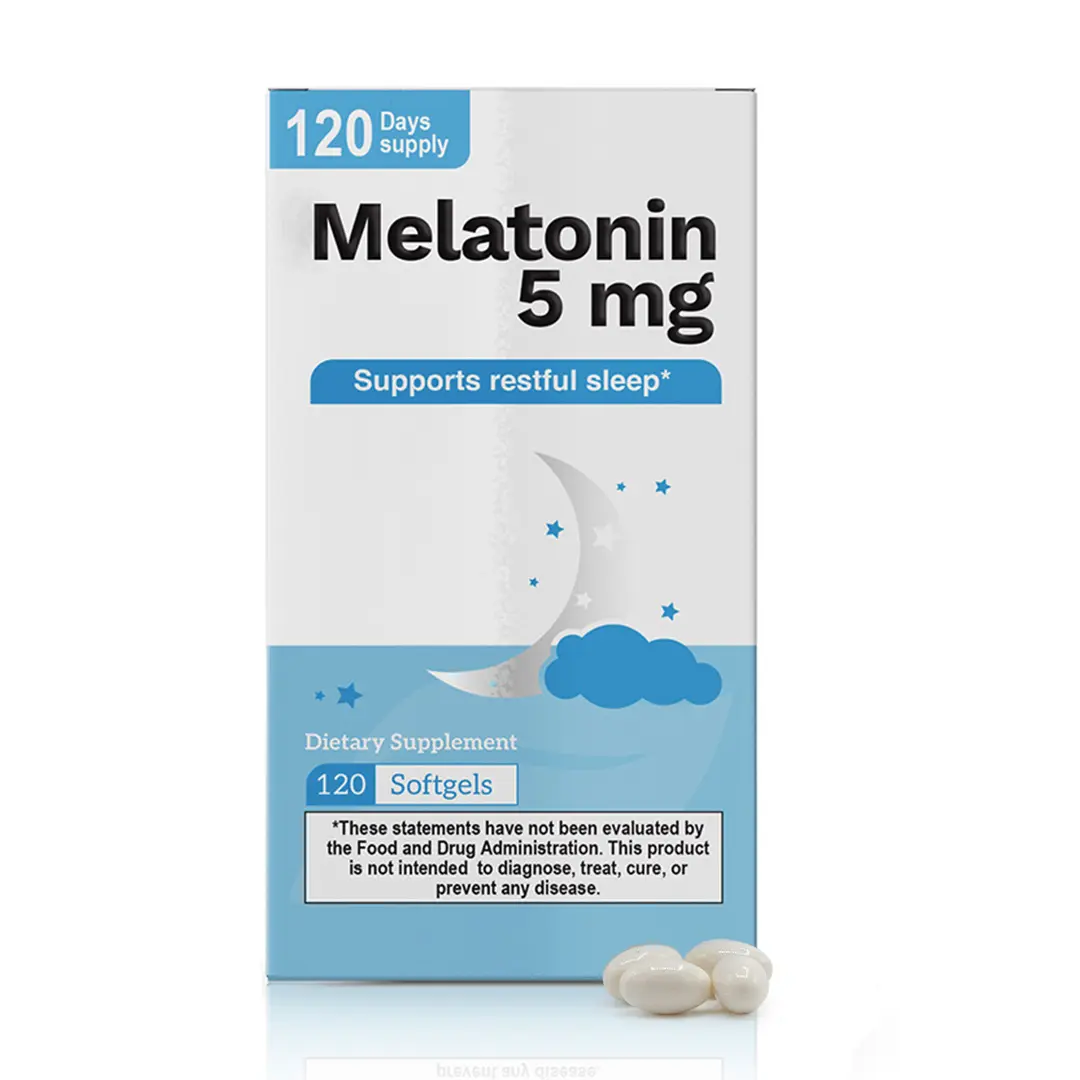 BENFIT Melatonin 5 mg Softgels Dietary Supplement - 120 Small Easy-to-Swallow Capsules (120-Day Supply), Natural Non-Habit Forming Nighttime Sleep & Relaxation Aid