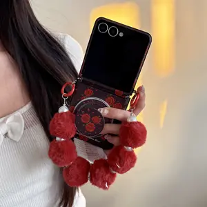 Rose Foldable Magnetic Phone Case, Wireless Charging Support, Hand Strap & Stand, Retro Dark Aesthetic, Samsung Galaxy Z Flip 3-7, Cover, Accessories