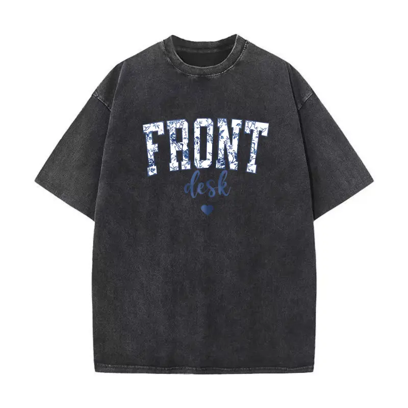 Men's Casual Short-Sleeve Cotton Crewneck Apparel - Personalized Front Office Floral T-Shirt for Dental Receptionist (Menswear)