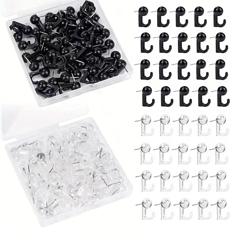 30pcs/box Pushpin Hooks, Thumb Tacks, Fasteners, Thumbnail Plastic Head Corkboard Pushpin Hooks, Decorative Thumbnail Pushpin Hooks for Photo Wall, Bulletin Board, Home Wall, Home Office School Supplies, Decoration, Thumbnails Pushpin Hooks