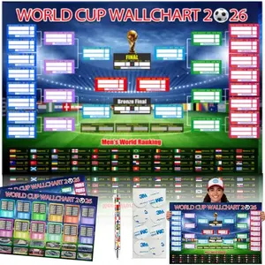 2026 World Cup Viewing Wall Sticker, 48 Teams Complete Group Schedule, Elimination Match Chart, World Ranking Overview, Must-Have Fan Poster, Home Classroom Decorations